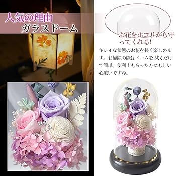 特選仏花　お供え花　ガラスドーム　中　一対　造花無し　プリザーブドフラワー 特選仏花 お供え花 ガラスドーム 中 一対 造花無し プリザーブド